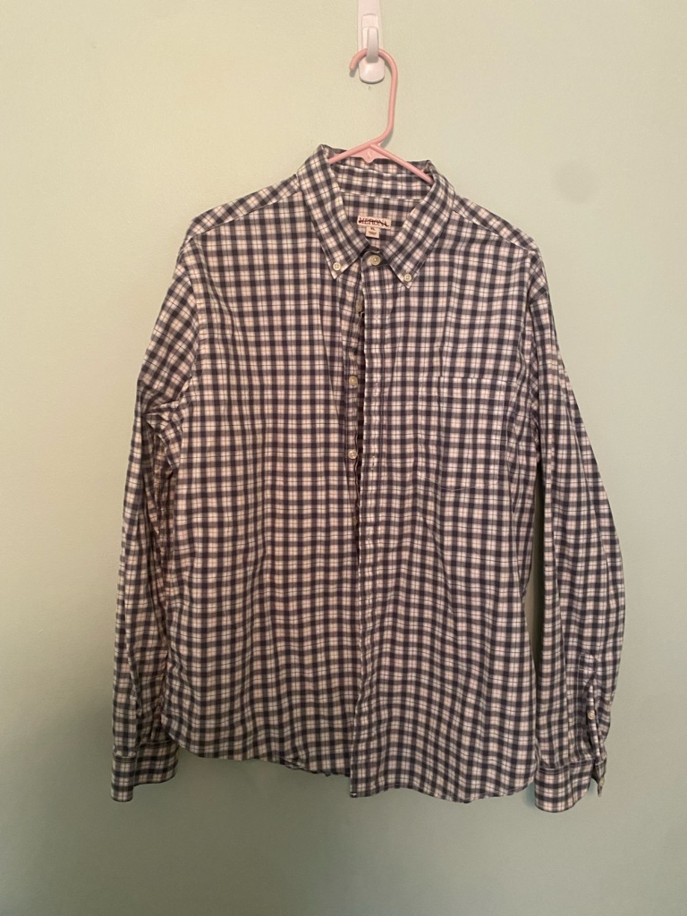 Merona Navy & White Checked Button-Down Shirt